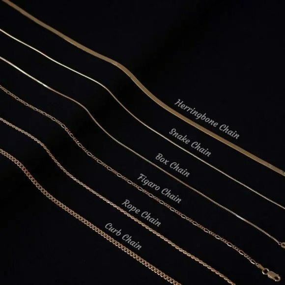 18K Gold Plated Silver Chain Necklace, Twisted Rope Chain, Herringbone Necklace - Picture 1 of 15